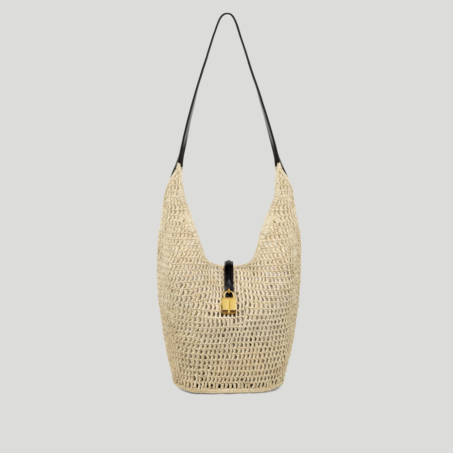 Exclusive The Siena Crossbody — One Size — Size natural raffia & black smooth — Front View