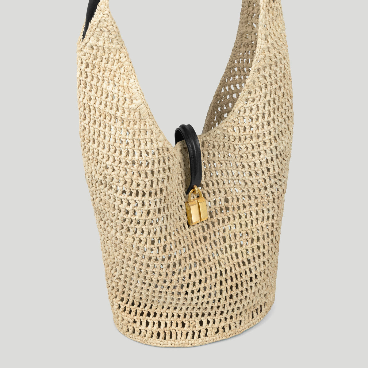 Exclusive The Siena Crossbody — One Size — Size natural raffia & black smooth — Top View