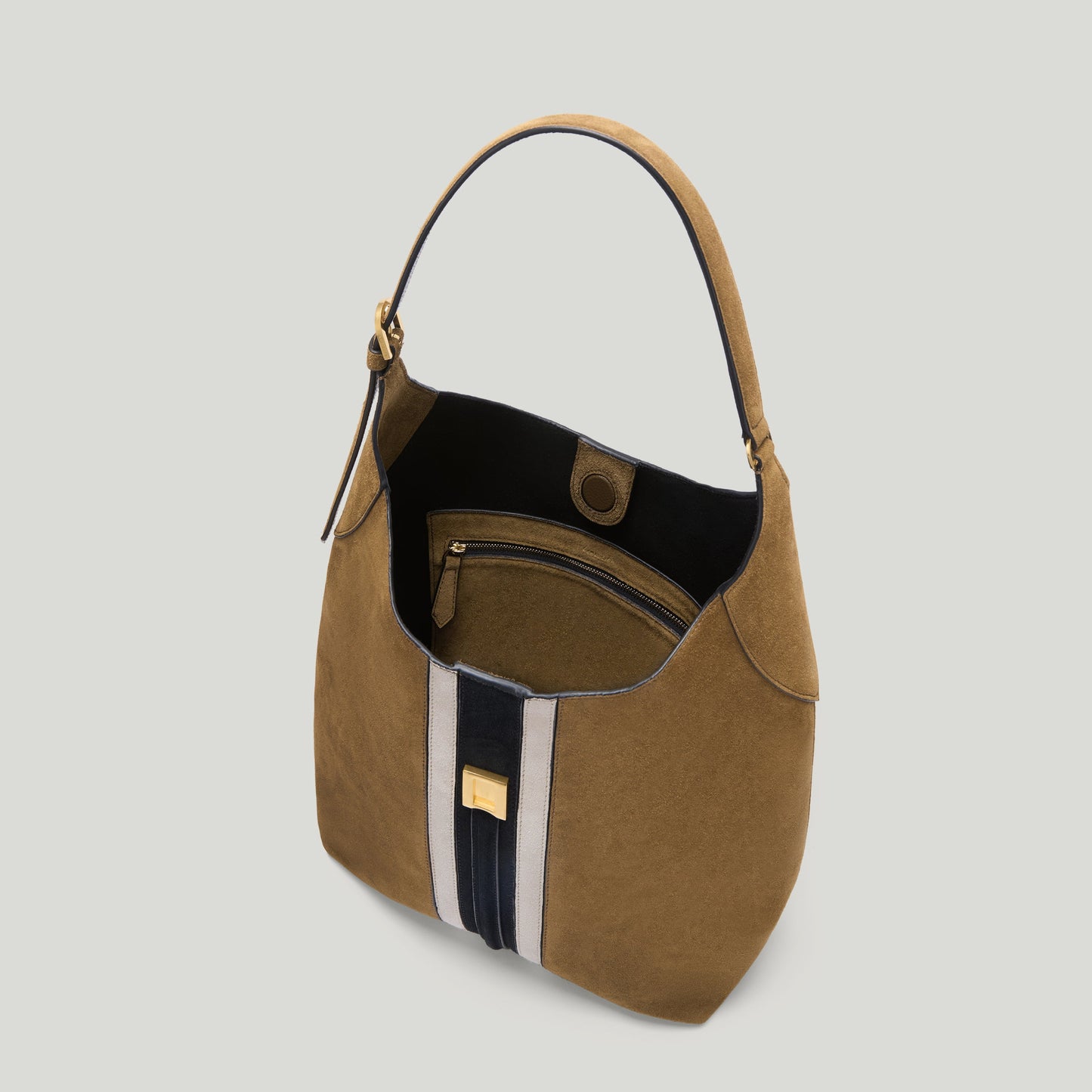 Exclusive The Large Siena Bucket — Large — Size tobacco suede & black suede — Lifestyle View