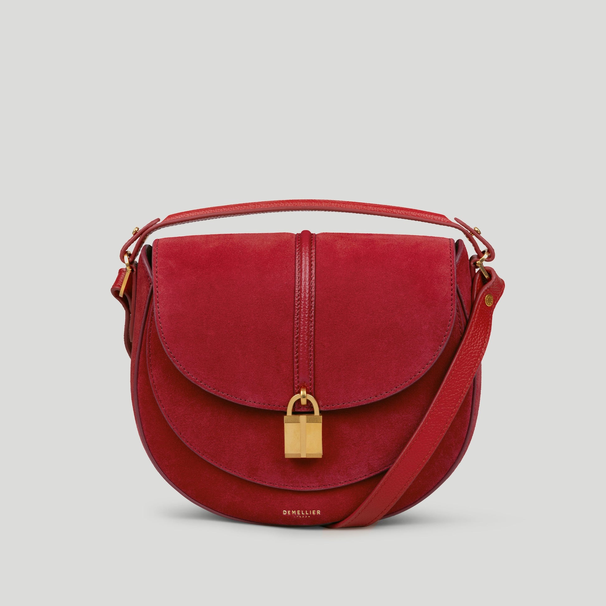 Exclusive The Siena Saddle — One Size — Size berry red suede — Front View