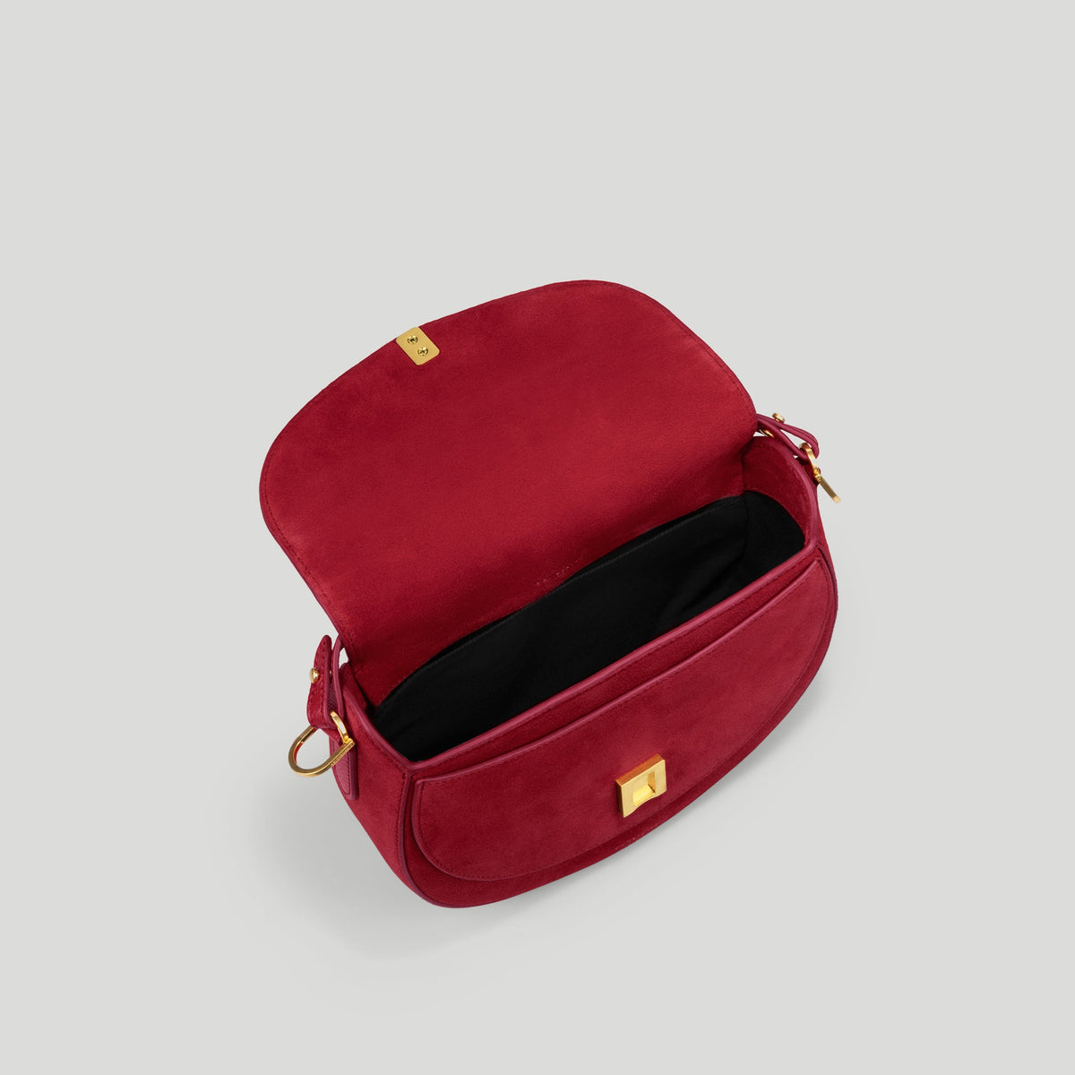 Exclusive The Siena Saddle — One Size — Size berry red suede — Top View