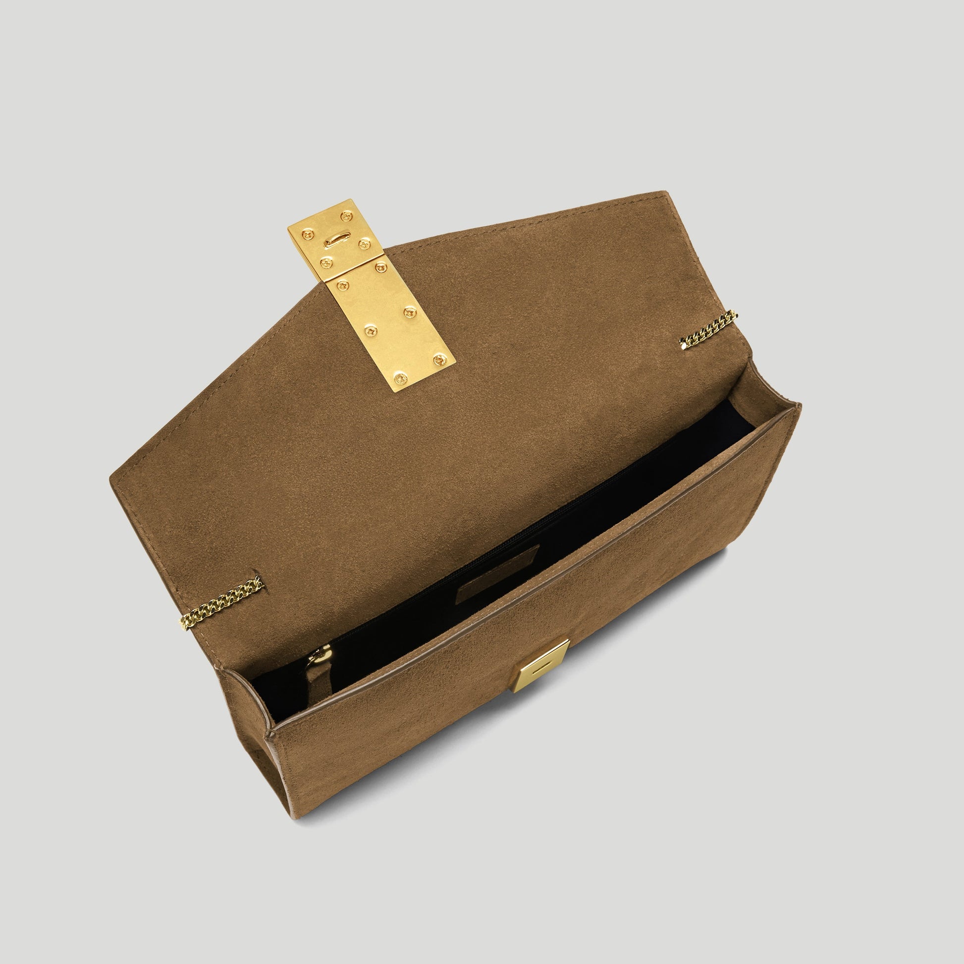Exclusive The Vancouver Clutch — One Size — Size tobacco suede — Top View