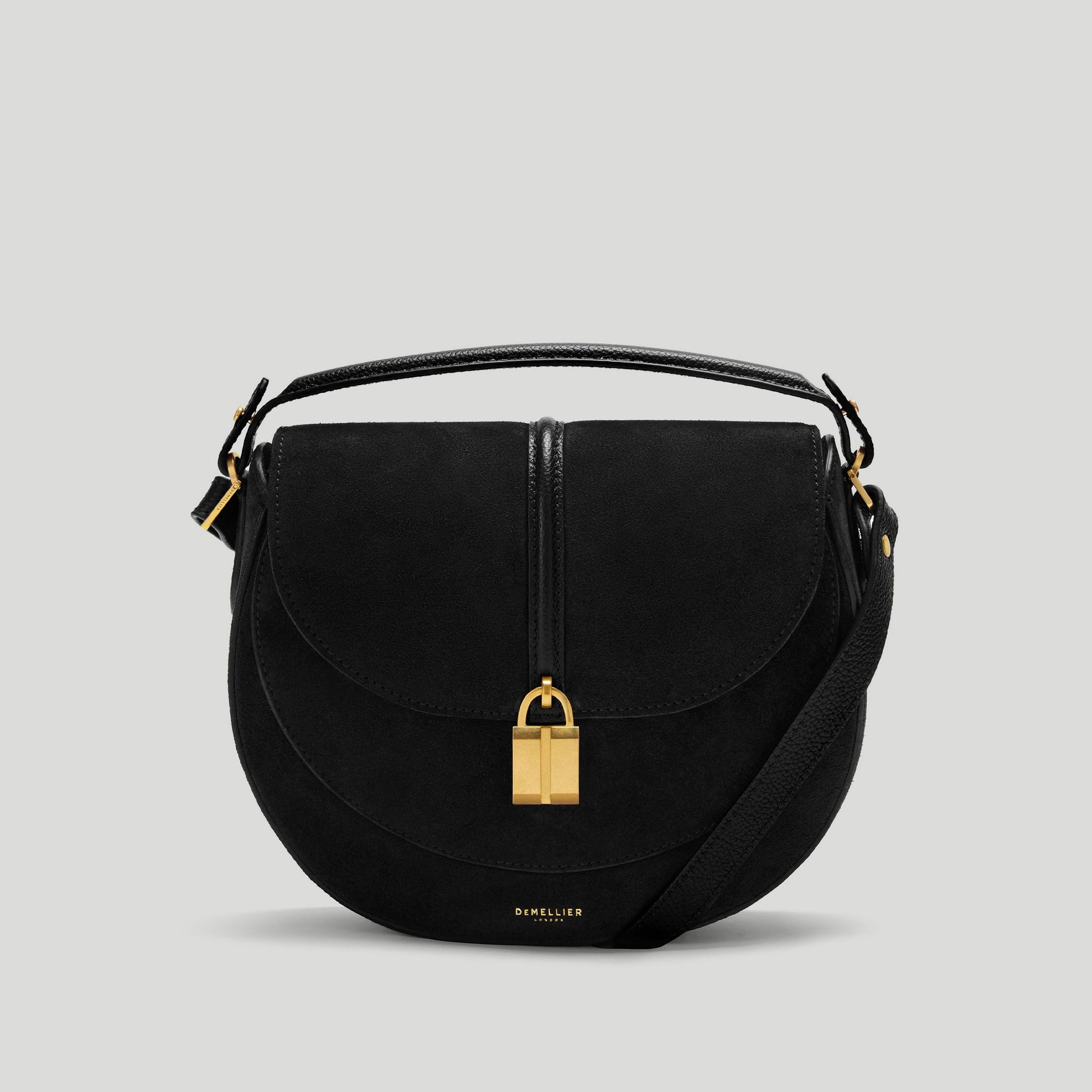Exclusive The Siena Saddle — One Size — Size black suede — Front View