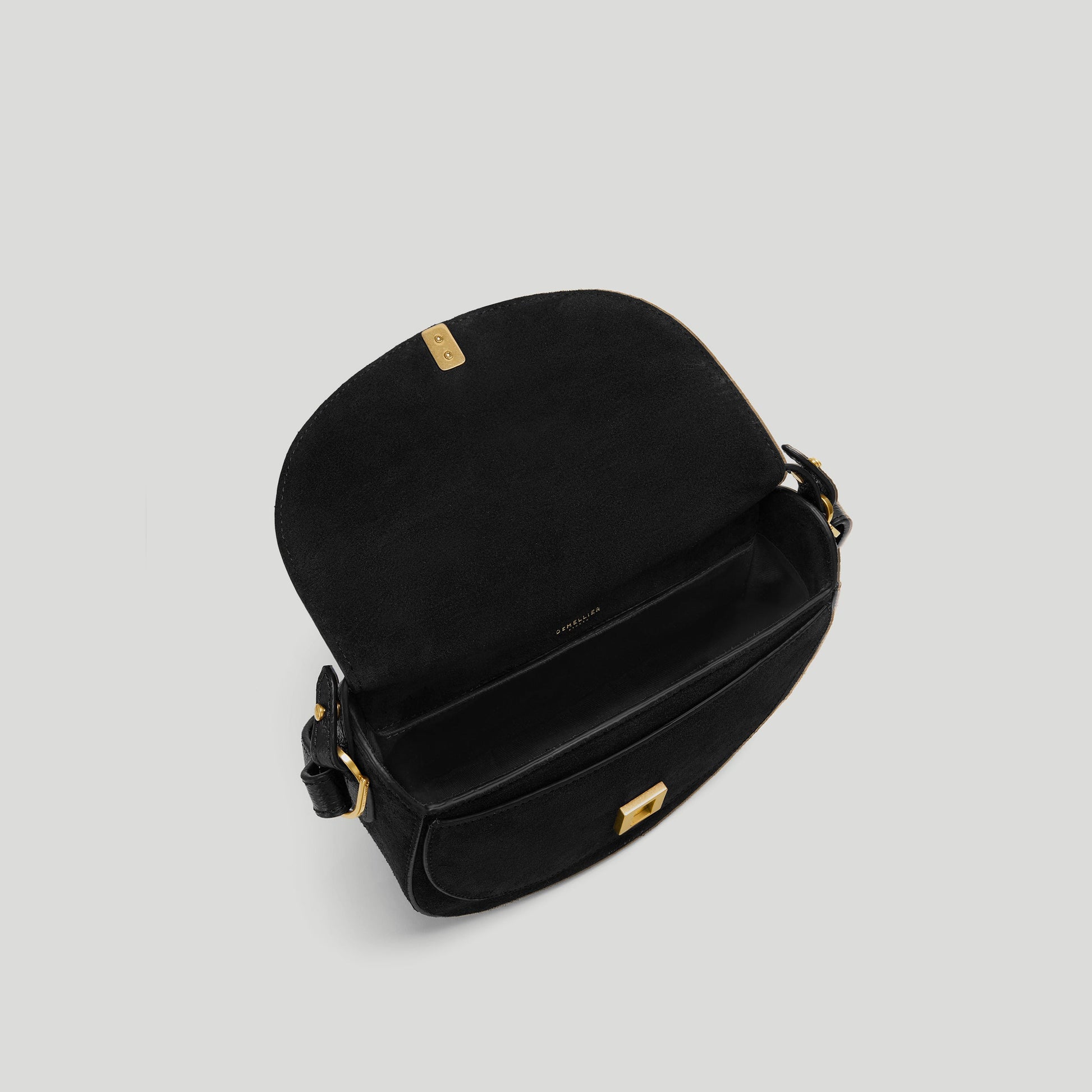 Exclusive The Siena Saddle — One Size — Size black suede — Top View