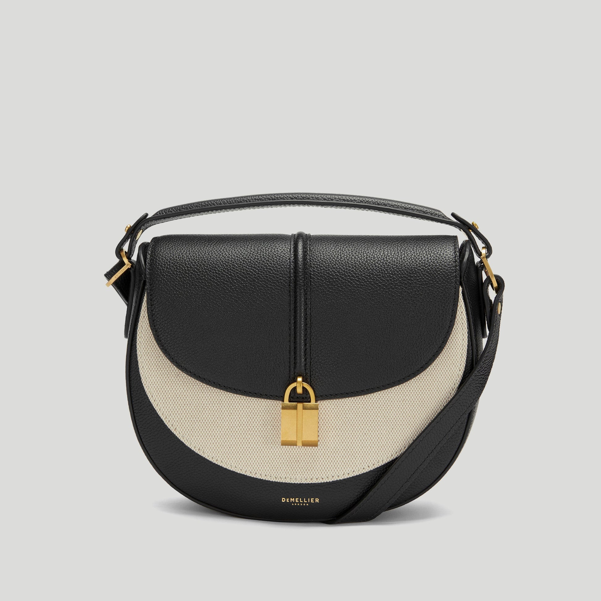 Exclusive The Siena Saddle — One Size — Size salt & pepper canvas black small grain — Front View