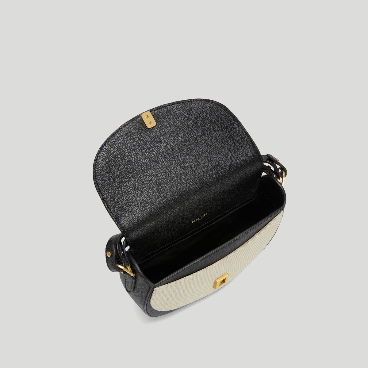 Exclusive The Siena Saddle — One Size — Size salt & pepper canvas black small grain — Top View