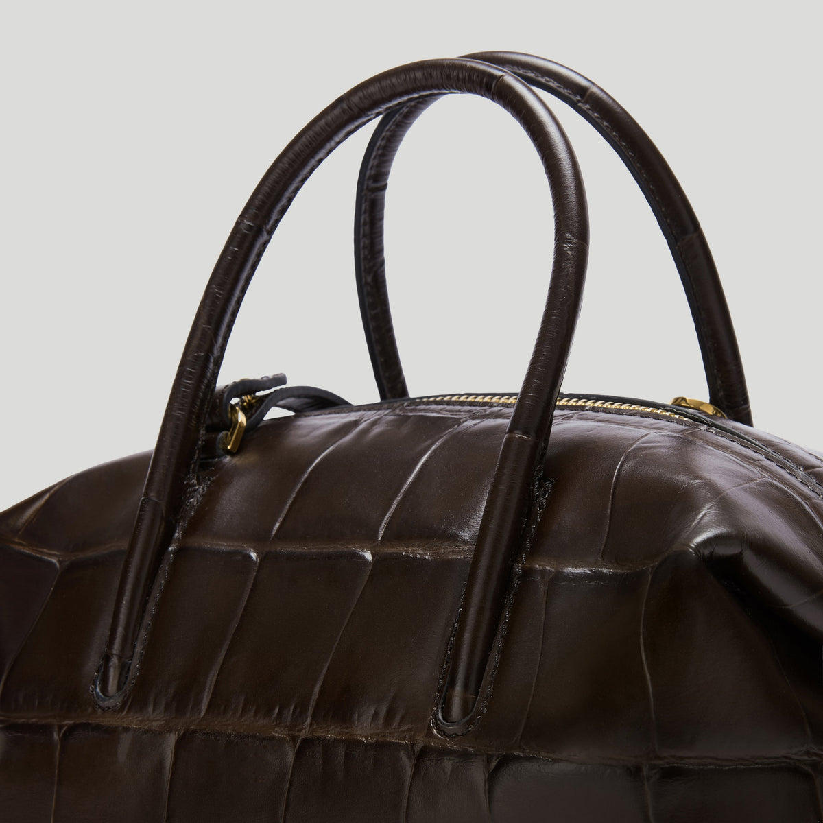 Exclusive The Small Stockholm — Small — Size dark chocolate large croc-effect — Detail View