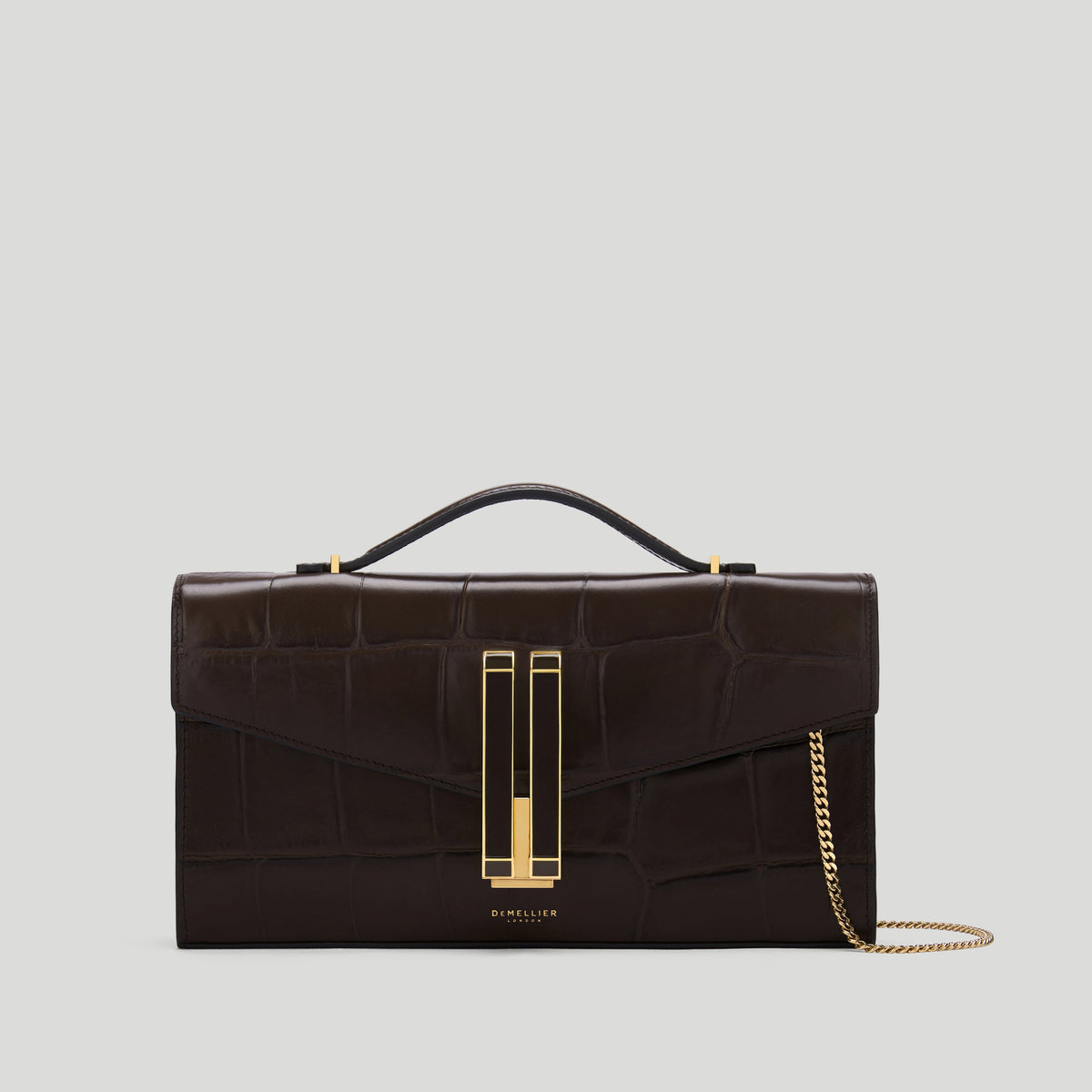 Exclusive The Vancouver Clutch — One Size — Size dark chocolate large croc-effect — Front View