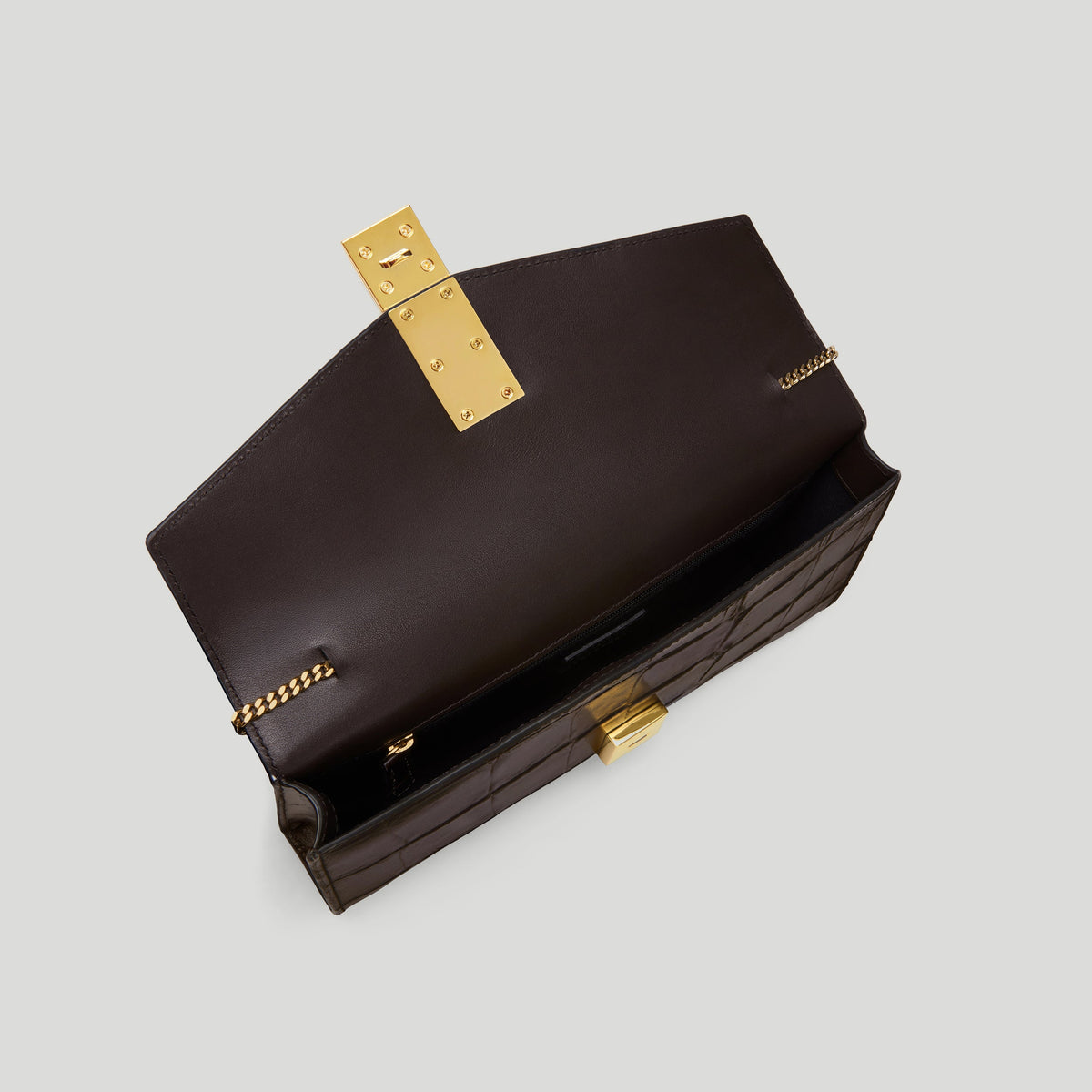 Exclusive The Vancouver Clutch — One Size — Size dark chocolate large croc-effect — Top View