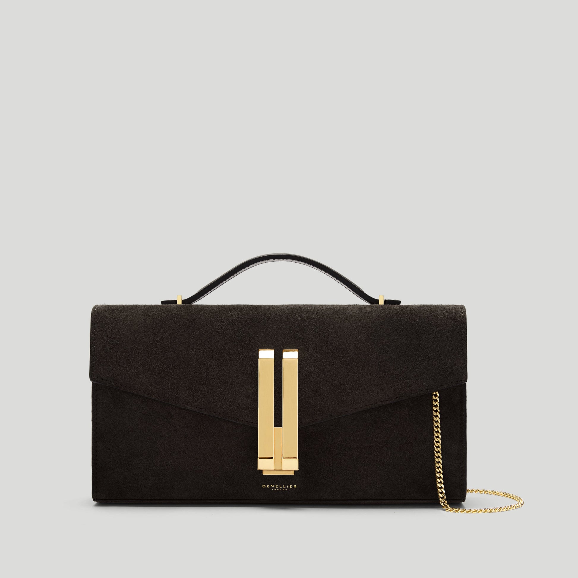 Exclusive The Vancouver Clutch — One Size — Size dark chocolate suede — Front View