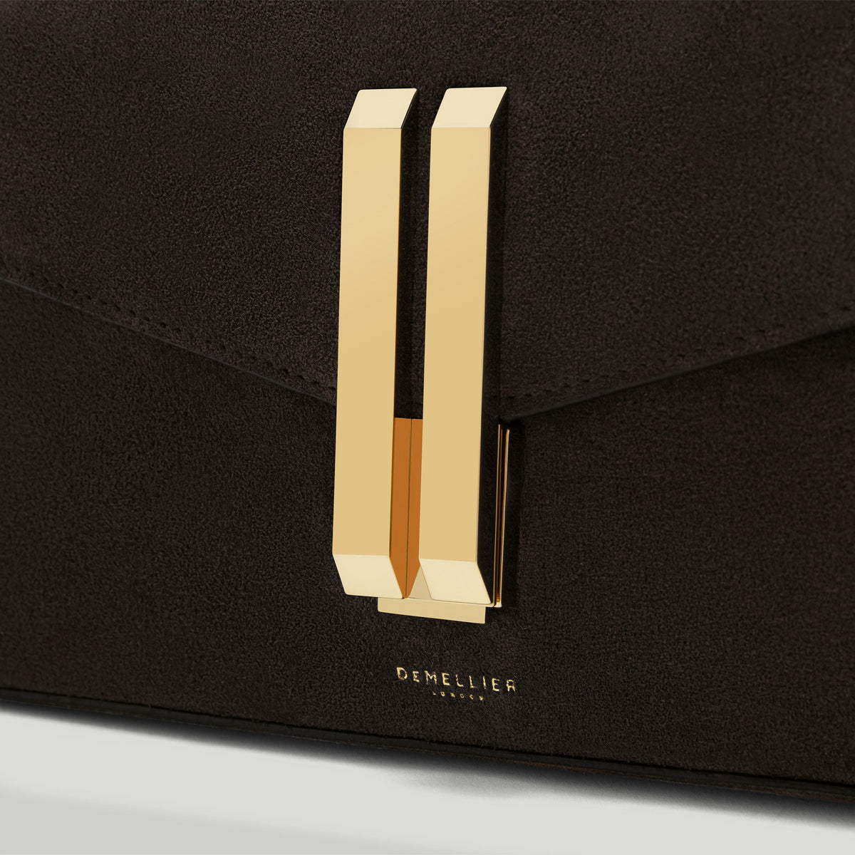 Exclusive The Vancouver Clutch — One Size — Size dark chocolate suede — Side View